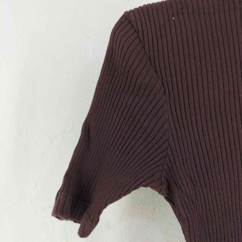 カルバンクライン CALVIN KLEIN コットン リブ編み ハイネックS/S Tシャツ レディース import:M