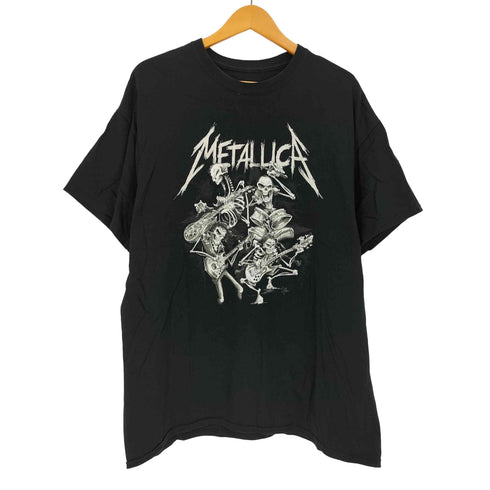 スカル バンドプリント クルーネックTシャツ バンT メンズ