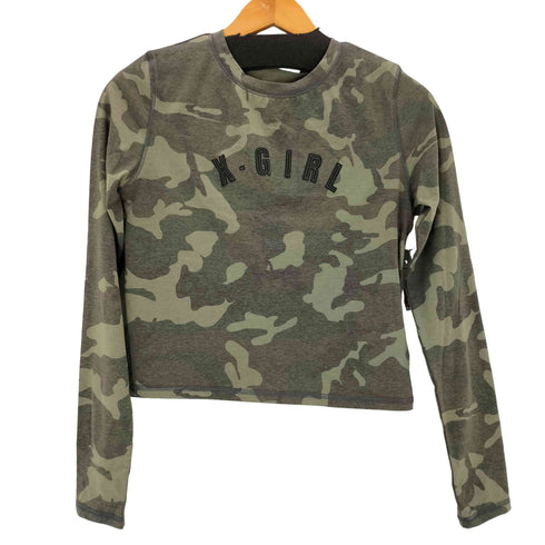 エックスガール X-girl LOGO PATCH L/S BABY TEE Y2K レディース ONE SIZE