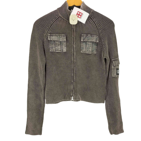 エックスガール X-girl FADED WOVEN MIX ZIP UP KNIT TOP レディース