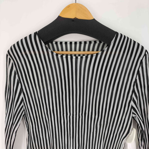 ストライプ柄 プリーツ L/S シャツ レディース JPN:L