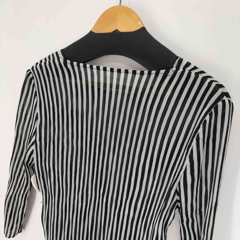 ストライプ柄 プリーツ L/S シャツ レディース JPN:L