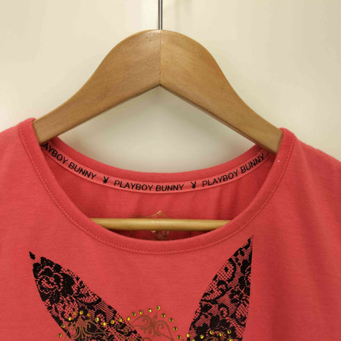 プレイボーイ PLAYBOY y2k プリント ラインストーン Tシャツ レディース JPN:M