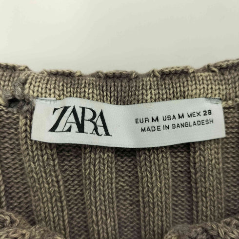 ザラ ZARA 襟付き クロップド ジップアップ カーディガン レディース import:M