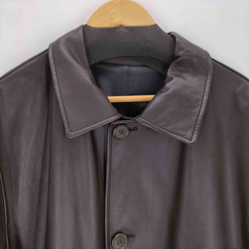エルメネジルドゼニア Ermenegildo Zegna イタリア製 ラムレザーステンカラーコート メンズ M 50