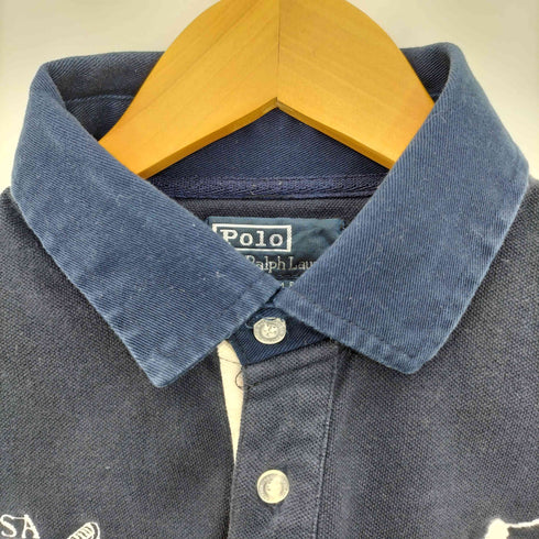 ポロバイラルフローレン Polo by RALPH LAUREN 90-00s CUSTOM FIT ビッグポニー USA エンブレム ナンバリング 刺繍 L/S ラガーシャツ メンズ import:L