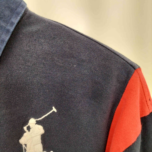 ポロバイラルフローレン Polo by RALPH LAUREN 90-00s CUSTOM FIT ビッグポニー USA エンブレム ナンバリング 刺繍 L/S ラガーシャツ メンズ import:L