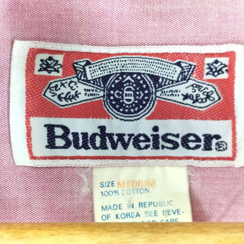 バドワイザー Budweiser 80S ダブルフラップポケット ロゴ刺繍 L/S シャツ メンズ import:M