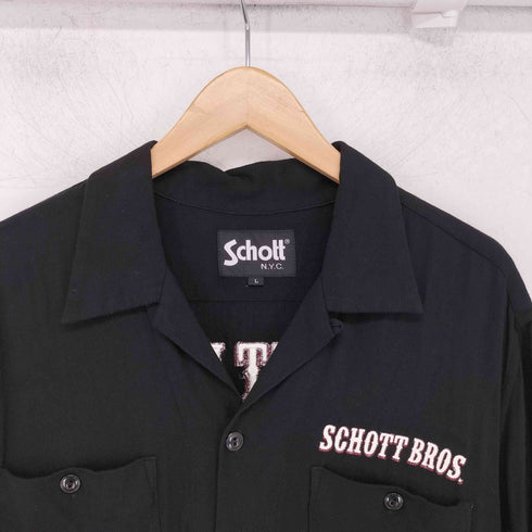 ショット Schott OPEN COLLAR SHT SCHOTT EAGLE オープン カラーシャツ ショット イーグル メンズ L