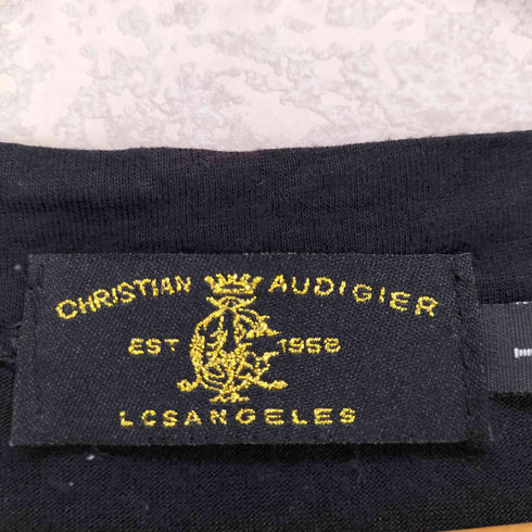 CHRISTIAN AUDIGIER スカル 蛇 ビジュー装飾 VネックTシャツ Y2K レディース L