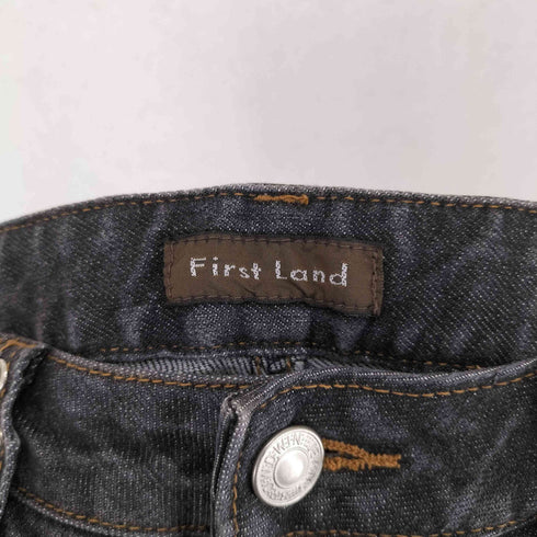 First Land ラインストーン ジップフライブラックデニムパンツ Y2K レディース W67