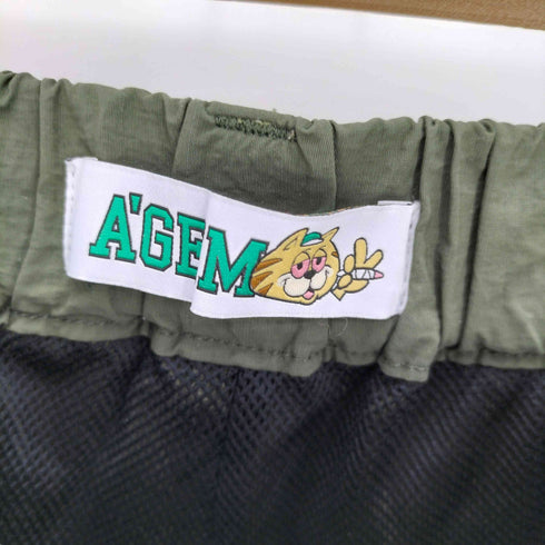 エージェム Agem グラフィック刺繍 カーゴ パラシュートパンツ メンズ FREE