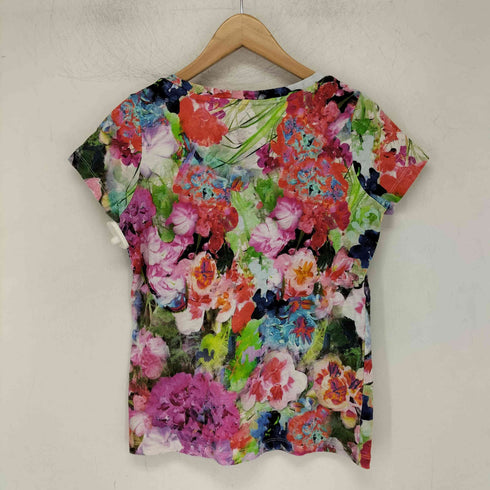 ランズエンド LANDS END ボートネック 花柄 半袖 Tシャツ レディース import:M