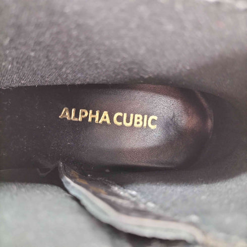 ALPHA CUBIC サイドジップ ストラップ レザー ショートブーツ レディース JPN:23