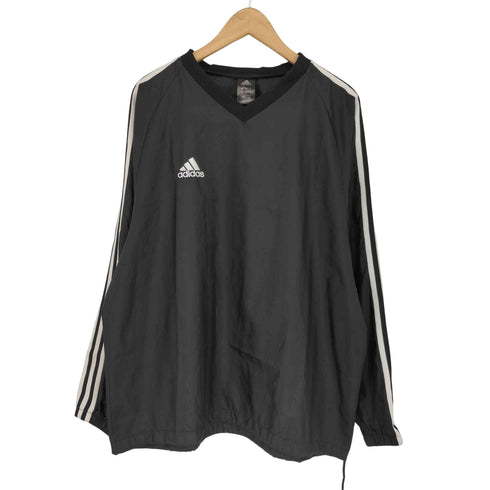 アディダス adidas ワンポイントロゴ刺繍 Vネック ナイロンプルオーバージャケット メンズ import:L