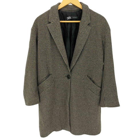 ザラ ZARA ハウンドトゥース コットンポリ チェスターコート レディース import:S