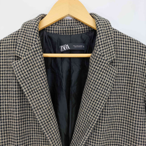 ザラ ZARA ハウンドトゥース コットンポリ チェスターコート レディース import:S