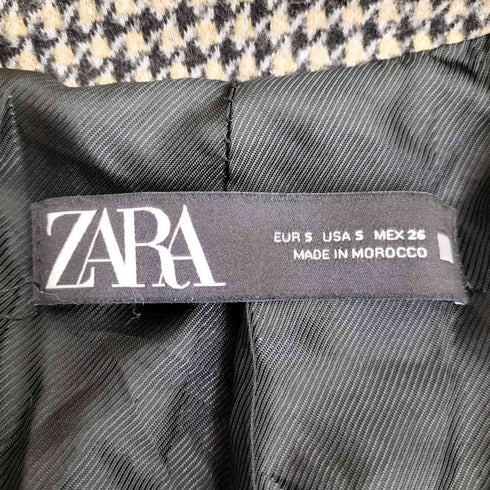 ザラ ZARA ハウンドトゥース コットンポリ チェスターコート レディース import:S
