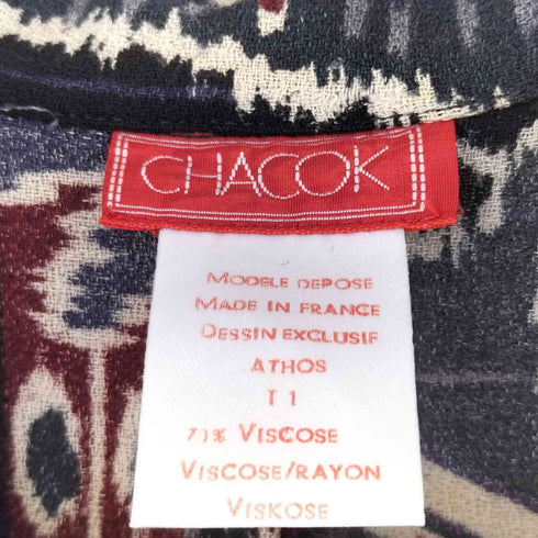 CHACOK フランス製 レーヨン ウール 総柄シャツ レディース 11