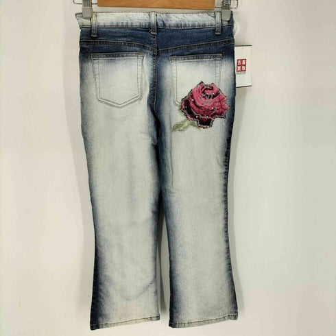 SPRAKLE BLUE JEANS 薔薇刺繍 ラインストーン フレア デニム レディース US:26-27