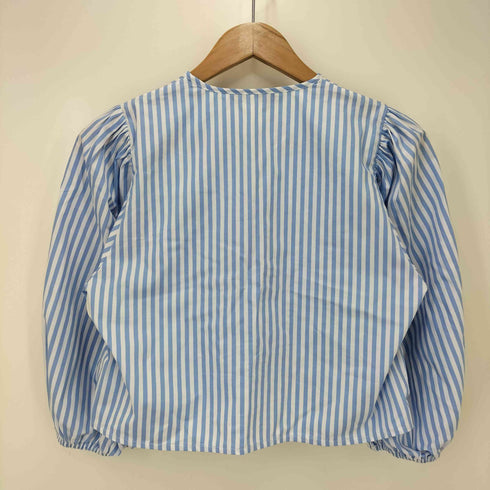 ザラ ZARA バルーンスリーブ リボン ストライプ ブラウス レディース import:XS