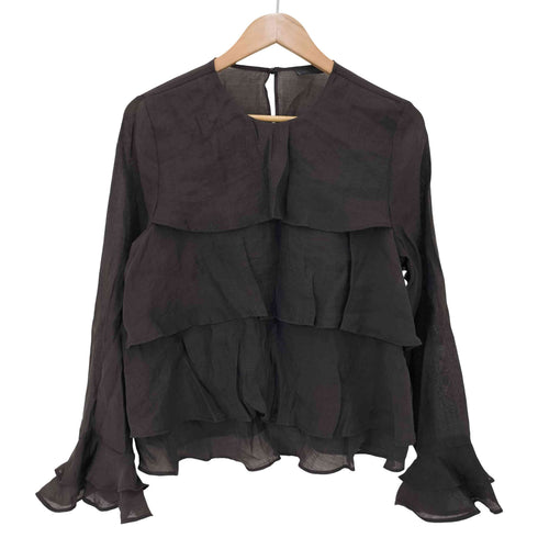 ザラ ZARA シアー フリル ティアード L/S ブラウス レディース import:S