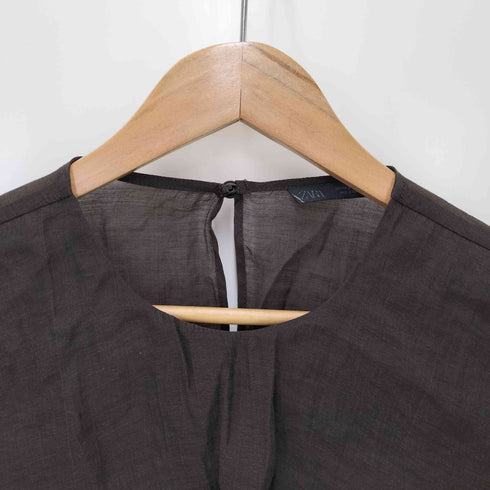 ザラ ZARA シアー フリル ティアード L/S ブラウス レディース import:S