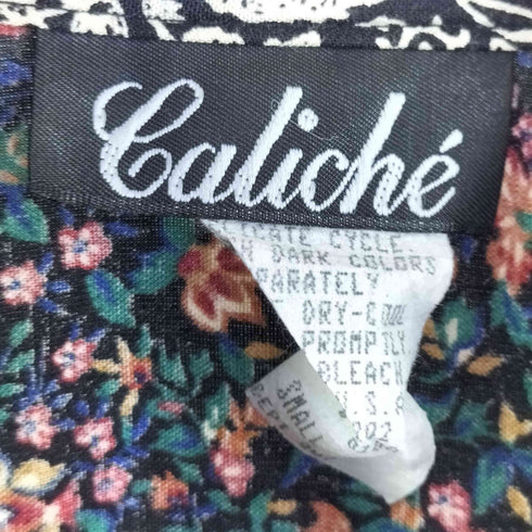 80s Caliche レーヨン100 総柄 長袖 シャツ レディース S