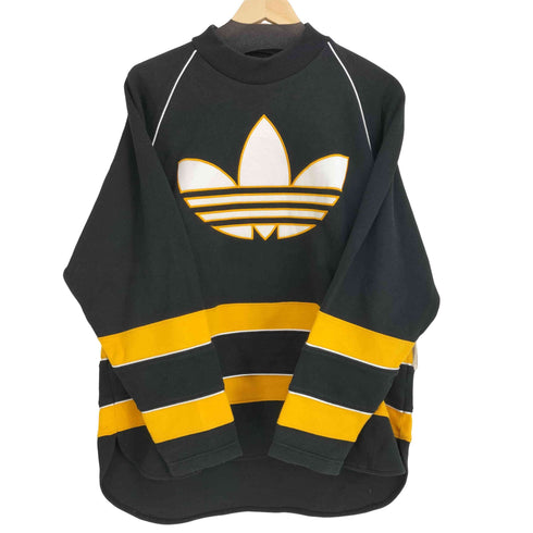 アディダスオリジナルス adidas Originals 80-90S ボーダー モックネック フロントロゴラグランスリーブトレーナー メンズ S-M