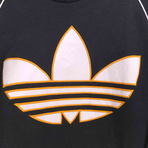 アディダスオリジナルス adidas Originals 80-90S ボーダー モックネック フロントロゴラグランスリーブトレーナー メンズ S-M