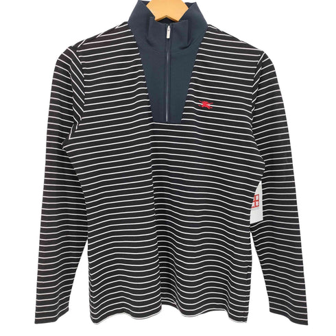 バーバリーゴルフ BURBERRY GOLF ロゴ刺繍 ボーダー ハーフジップ L/S カットソー レディース import:L