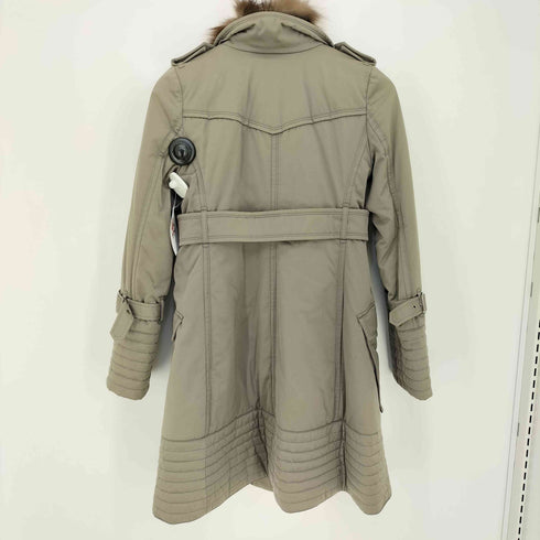 バーバリーブルーレーベル BURBERRY BLUE LABEL 裏地ノバチェック フォックスファー中綿 ダブルボタン トレンチコート レディース EUR:38