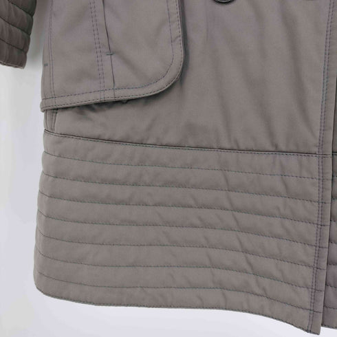 バーバリーブルーレーベル BURBERRY BLUE LABEL 裏地ノバチェック フォックスファー中綿 ダブルボタン トレンチコート レディース EUR:38