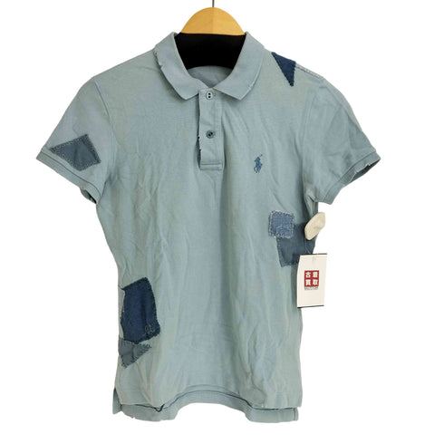 ラルフローレン RALPH LAUREN 90-00S THE SKINNY POLO スモールポニー刺繍パッチワークダメージデザイン S/S ポロシャツ メンズ import:L