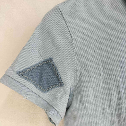 ラルフローレン RALPH LAUREN 90-00S THE SKINNY POLO スモールポニー刺繍パッチワークダメージデザイン S/S ポロシャツ メンズ import:L