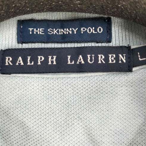 ラルフローレン RALPH LAUREN 90-00S THE SKINNY POLO スモールポニー刺繍パッチワークダメージデザイン S/S ポロシャツ メンズ import:L