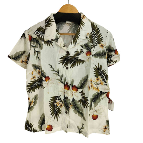 トゥーパームス TWO PALMS レーヨン100 ボタニカル柄 S/S オープンカラー アロハシャツ レディース import:M