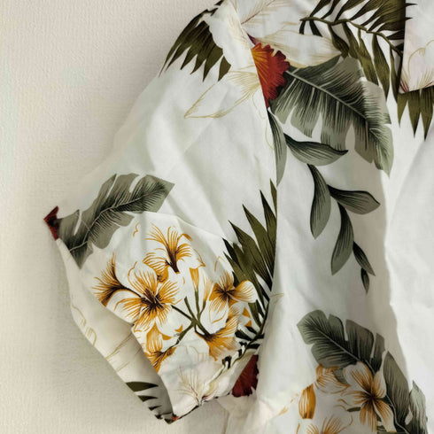 トゥーパームス TWO PALMS レーヨン100 ボタニカル柄 S/S オープンカラー アロハシャツ レディース import:M