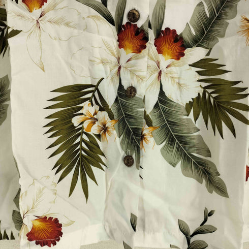 トゥーパームス TWO PALMS レーヨン100 ボタニカル柄 S/S オープンカラー アロハシャツ レディース import:M