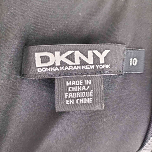ダナキャランニューヨーク DKNY シルク混 レオパード切替ノースリーブワンピース レディース 10