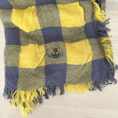 ヴィヴィアンウエストウッド Vivienne Westwood オーブ刺繍 チェック柄フリンジストール メンズ