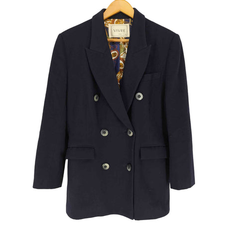 VIVRE CASHMERE カシミヤ混 裏地総柄 ダブルテーラードジャケット レディース JPN:9号