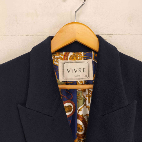 VIVRE CASHMERE カシミヤ混 裏地総柄 ダブルテーラードジャケット レディース JPN:9号