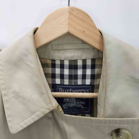 バーバリーズ BURBERRYS 80-90S OLD MADE IN ENGLAND 英国製 裏地ノバチェック エポレット ガンフラップ付き ダブル バルマカーン ステンカラー コート レディース