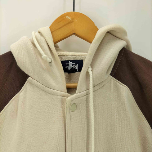 ステューシー Stussy 90S OLD 紺タグ Sロゴ ワッペン カレッジ スウェット フーディー バーシティ ジャケット スタジャン メンズ import:L