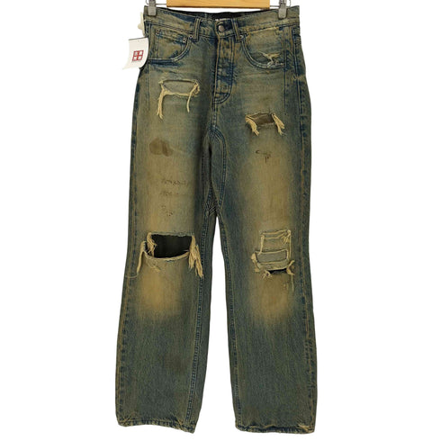 no/faith studios WAVE HEAVY DENIM ウェーブ ヘビー ストレートダメージデニムパンツ import メンズ S