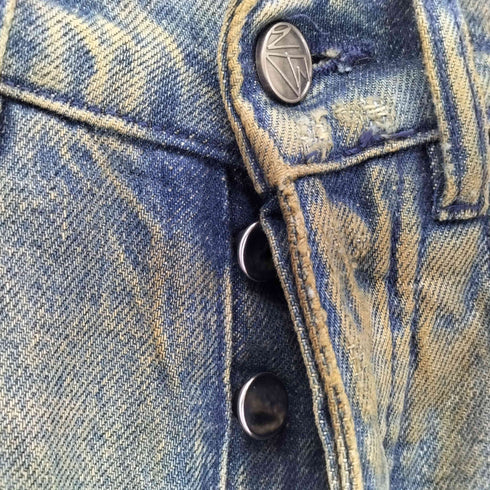 no/faith studios WAVE HEAVY DENIM ウェーブ ヘビー ストレートダメージデニムパンツ import メンズ S