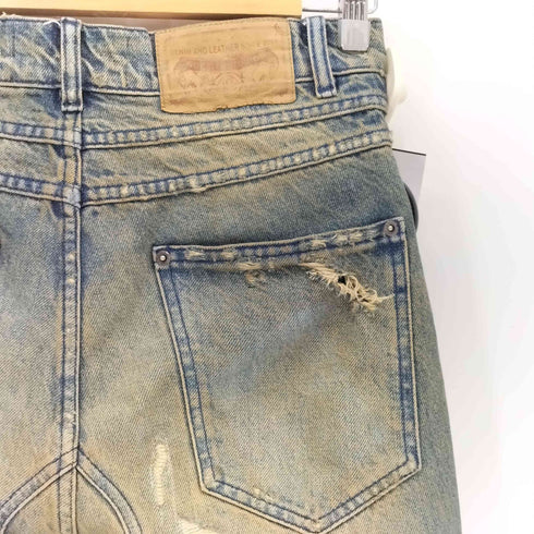 no/faith studios WAVE HEAVY DENIM ウェーブ ヘビー ストレートダメージデニムパンツ import メンズ S