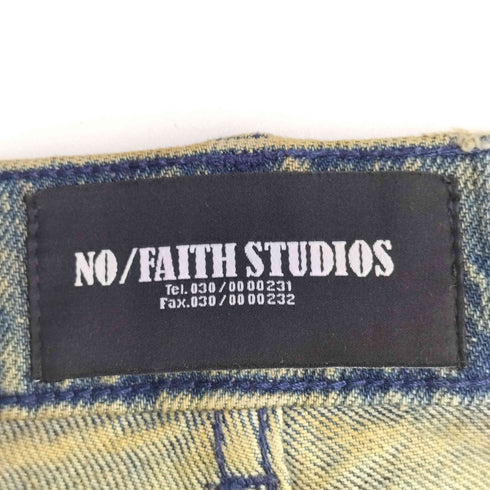 no/faith studios WAVE HEAVY DENIM ウェーブ ヘビー ストレートダメージデニムパンツ import メンズ S