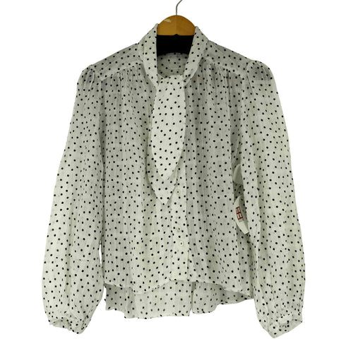 ザラ ZARA ドット柄 ボウタイ付き L/S ブラウス レディース import:L